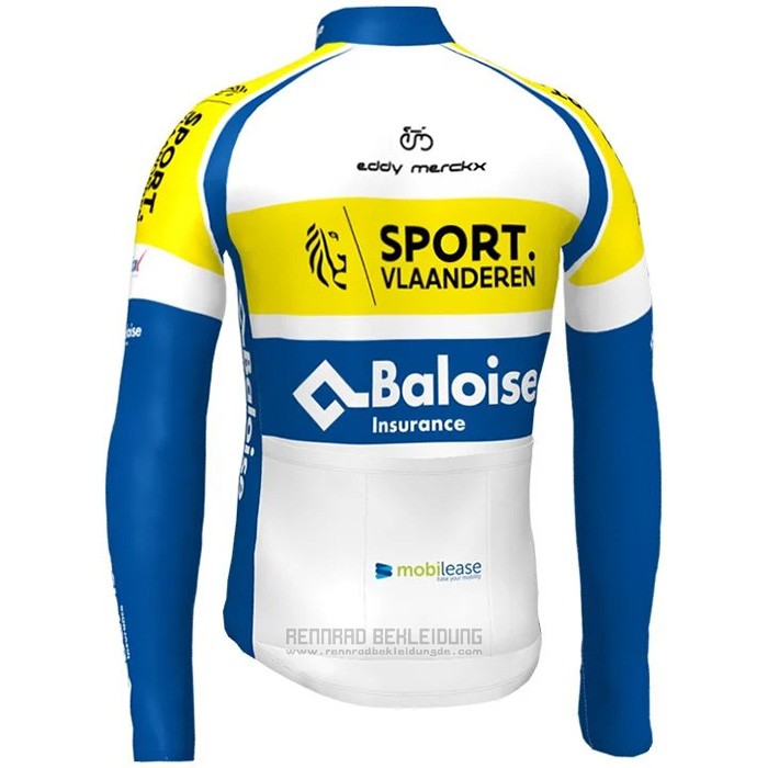 2021 Fahrradbekleidung Sport Vlaanderen Baloise Blau Gelb Trikot Langarm und Tragerhose - zum Schließen ins Bild klicken
